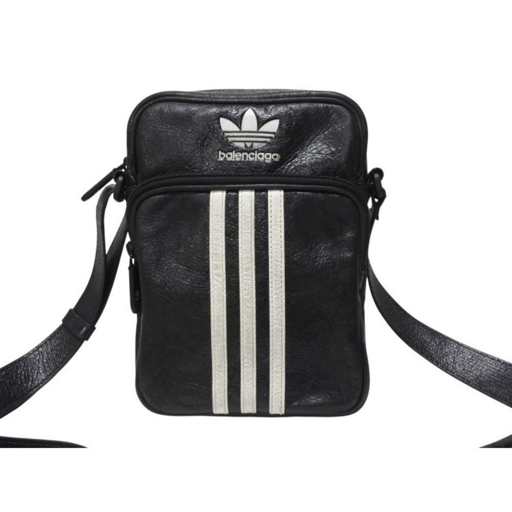 Balenciaga shoulder adidas collaboration lambskin crossbody black bag logo